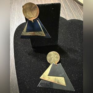 Geometric Gold and Black Earrings 1990’s.